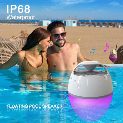 Floating Pool Speaker with Lights, Portable Bluetooth Pool Speakers IP68 Waterproof Hot Tub Speaker for Outdoor Pool Sports Home Party, Louder Volume, Rich Bass, Mic, 82 Ft Wireless Range