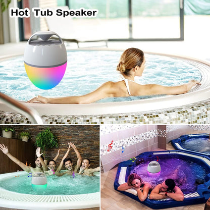 Floating Pool Speaker with Lights, Portable Bluetooth Pool Speakers IP68 Waterproof Hot Tub Speaker for Outdoor Pool Sports Home Party, Louder Volume, Rich Bass, Mic, 82 Ft Wireless Range