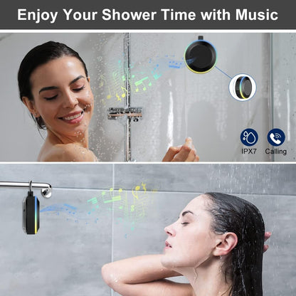 Bluetooth Shower Speaker,  Portable Speaker with Subwoofer, IPX7 Waterproof Wireless Speaker, Mini Speaker Stereo with Suction Cups Hook for Beaches, Hiking, Camping, Swimming, Pool Parties